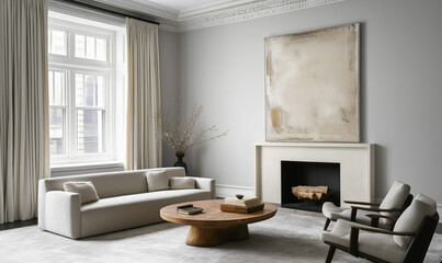 Contemporary light-gray painted wall showcasing abstract art offerings that inspire modern creative interior design excellence