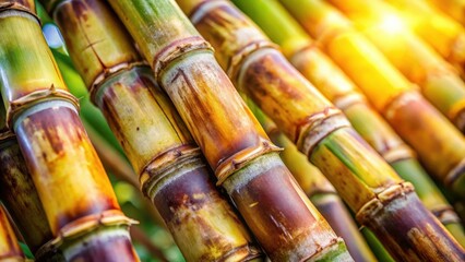 Fototapeta premium Close-up shot of juicy sugarcane with intricate details and textures, nature photography