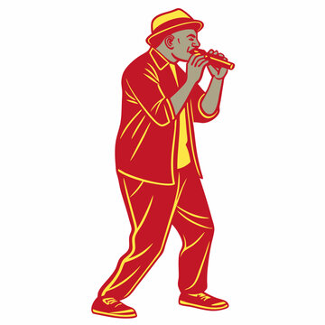 red man playing flute clip art preview