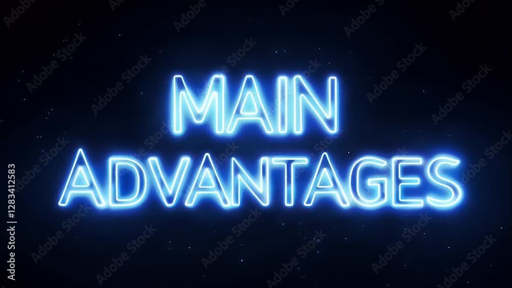 Wall mural the text 'main advantages' of the pulsating neon effect.