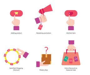 Online shopping behavior and Marketing Strategy Illustration for design element