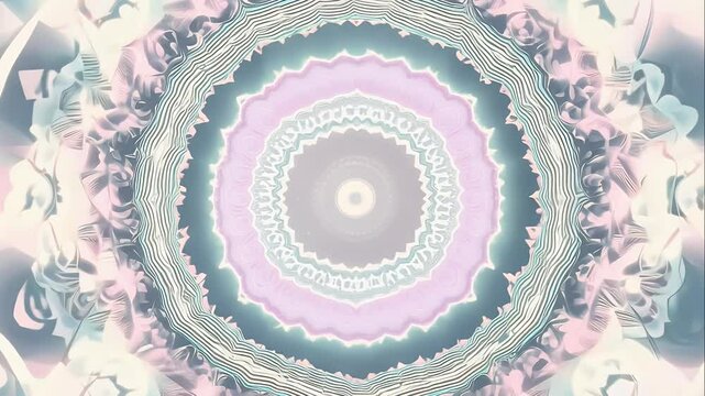 softly glowing mandala pattern with intricate details in pastel tones