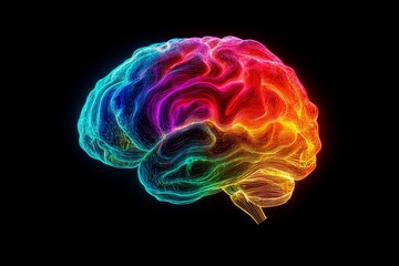 Abstract Colorful Brain Rainbow Neural Network Digital Art Modern Technology Science Innovation Creative Design Artistic Vibrant Intricate Complex    