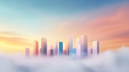 Fototapeta premium Bright Sunrise Over Modern City Skyline Piercing Through Clouds