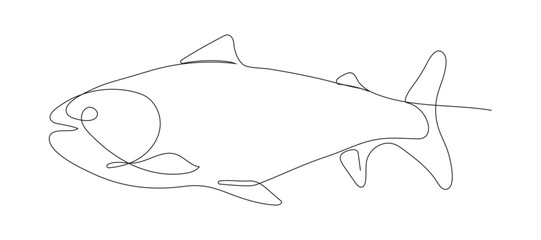 Fototapeta premium Minimalist continuous line drawing of a fish, including cod, trout, and salmon.ns.