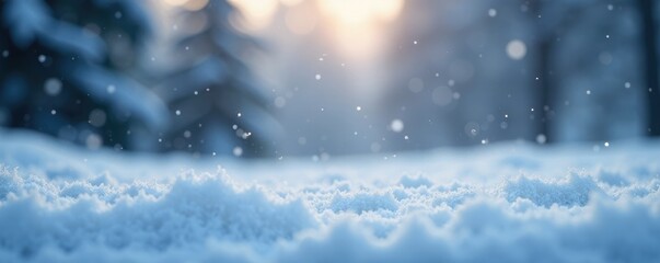 Naklejka premium Fluffy snowflakes in a misty winter atmosphere, light, fog, delicate