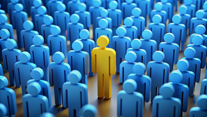 Unique Individual Among Many Standing Out in a Crowd