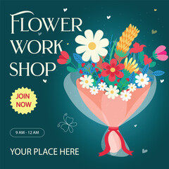  Flower shop bouquet, poster for flower exhibition