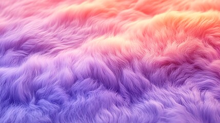 Fototapeta premium Plush fur with an ombre gradient from lavender to soft peach, visible intricate hair strands, arranged in smooth organic folds, glowing highlights enhancing the transition,