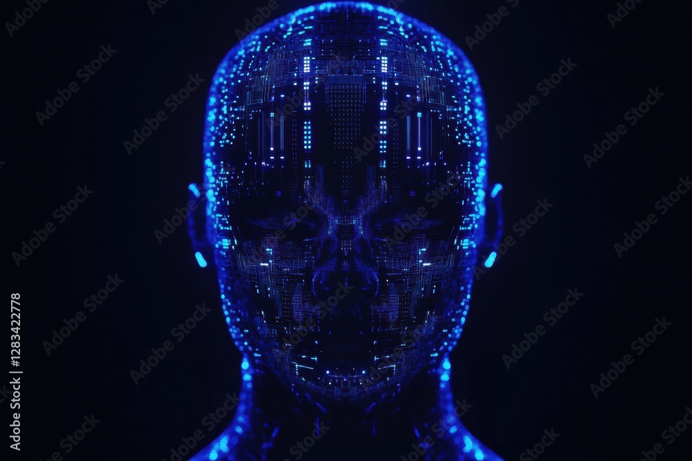 Leinwandbilder intricate circuit board pattern within a human silhouette suggests advanced ai technology in a futur