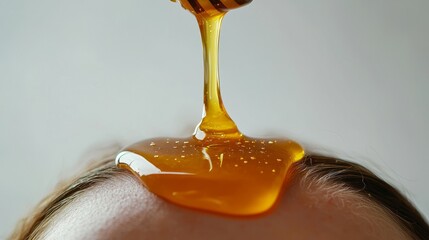Natural honey application for glowing skin during a skincare session at home