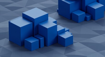 Obraz premium Abstract 3D Rendering Blue Cubes Geometric Shapes Minimalist Design Background