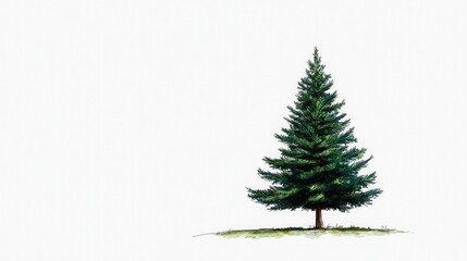 Obraz premium Growing green pine tree nature scene digital illustration isolated background artistic perspective eco-friendly concept
