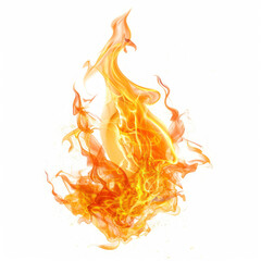 A fire is isolated against a white background in a PNG file for cutout use.