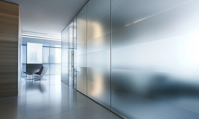 Contemporary Sleek Glass Wall Featuring Frosted Designs for Enhanced Privacy and Elegant Modern Interior Accents