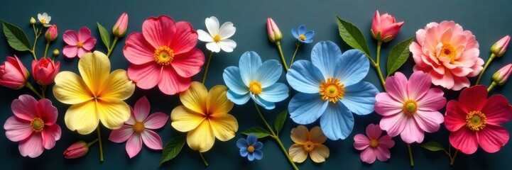 Fototapeta premium Diverse range of blossoms in a beautiful setup , garden, blooms, garden