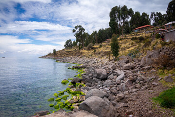 Landscape from an island at Titikaka Lake