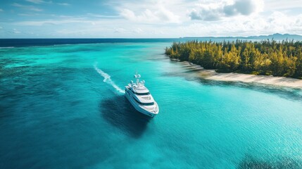 Fototapeta premium Luxury yacht cruising through tropical turquoise waters