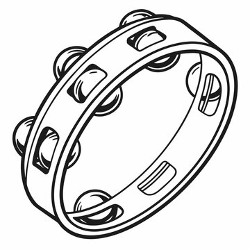 black and white tambourine musical instrument clip art preview