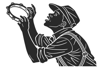 Tambourine man silhouette vector illustration