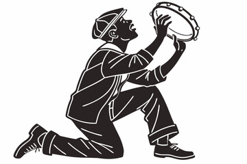 Tambourine man silhouette vector illustration