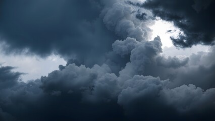 Obraz premium The image captures a moody and dramatic sky filled with dark, turbulent storm clouds, suggesting an impending thunderstorm with a powerful and ominous atmosphere. 