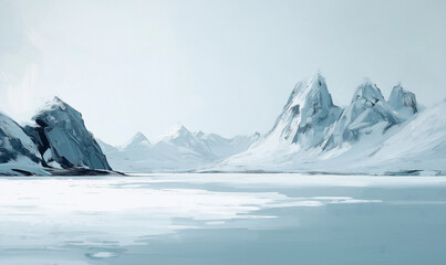 Breathtaking frozen lake scene featuring clear ice and jagged natural formations for wintry outdoor adventure