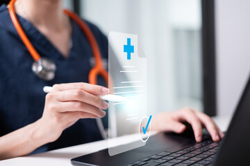 Professional healthcare worker doctor physician medical certificate report concept