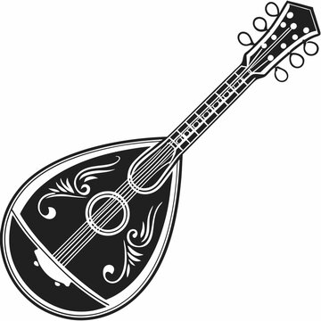 black mandolin musical instrument clip art preview
