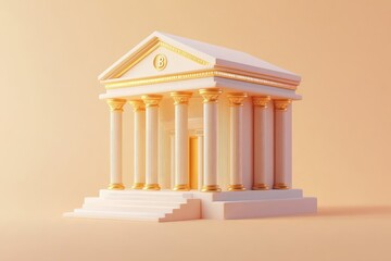 Obraz premium Detailed illustration of a bank building with golden decorative elements