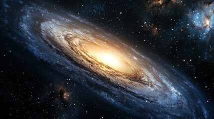 Obraz premium Spiral galaxy with vibrant stars and cosmic backdrop