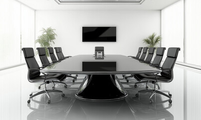 Fototapeta premium Digital executive boardroom featuring a sleek smart setup for collaborative innovation and high-level corporate strategy