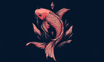 Japanese Koi Fish Grasping a Crystal Droplet on Water Surface for Serene Nature Imagery Elegance