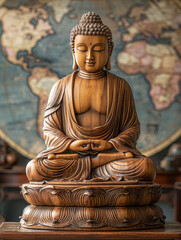 Serene Wooden Buddha Statue Hand-Carved Meditation Figure