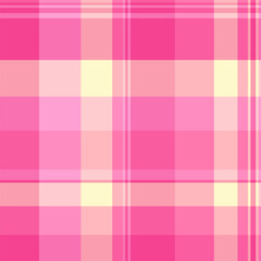 Style texture textile background, repetitive fabric seamless plaid. Napkin vector pattern tartan check in pink and red colors.