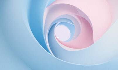 Soothing Sky Blue and Soft Pink Spiral Creating a Orbital Motion for Tranquil Abstract Imagery