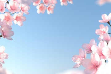 青空と桜の背景