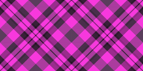 40s tartan check texture, installing seamless background fabric. Classic pattern textile plaid vector in magenta and purple colors.