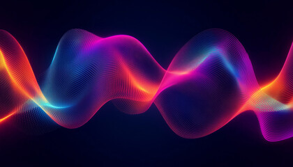 Abstract wave lines pattern dynamic colorful light flowing isolated on black background