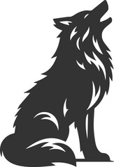 A wolf sitting and tilting its head back to howl vector animal silhouette
