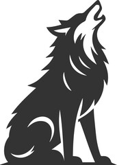 A wolf sitting and tilting its head back to howl vector animal silhouette