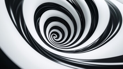 Visually captivating vortex with swirling black and white patterns in a spiral formation