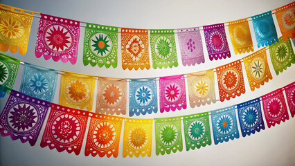 Vibrant Papel Picado Flags Decorate a Festive Event