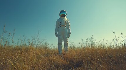 A lone astronaut drifts in the serene and boundless expanse of the cosmos contemplating the mysteries of the universe and their own place within it 