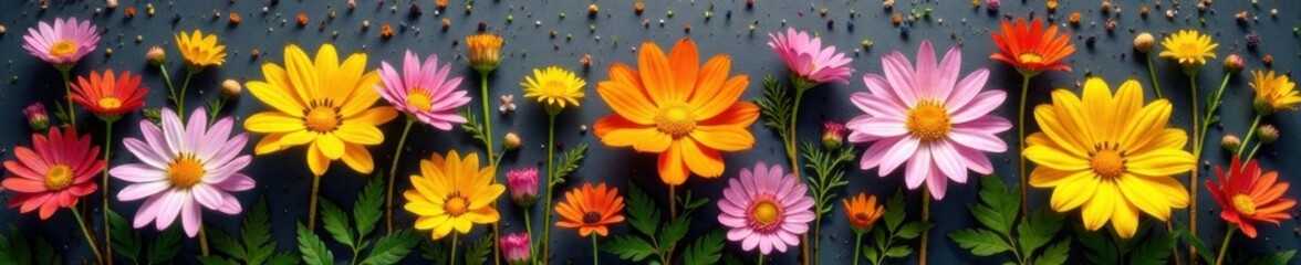 Fototapeta premium Earthy tones and organic textures surround a bouquet of wildflowers, textiles, flowers, nature