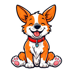 Cute Smiling Corgi Puppy Cartoon Vector Illustration Happy Dog Pet Image