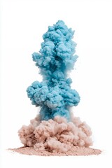 Vivid Blue Smoke Billowing Among Soft Pink Dust Creating Abstract Dynamics
