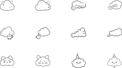 Cute Cloud Icons Weather, Animals, and Whimsical Designs