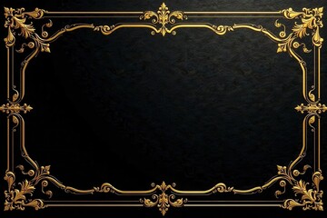 Elegant black and gold luxury VIP invitation background with ornate design elements and shimmering details , design, gold, black