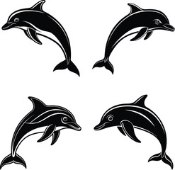 sea fish silhouette black and white 